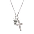 thumbnail image 2 of Delight Jewelry Silvertone Large Viking - Mascot Be Strong and Courageous Engraved Cross Zoey Necklace, 28", 2 of 4