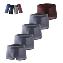 HomeDM 5 Pack Boxer Briefs- Breathable Mens Underwear, Solid Color Mesh Comfortable Underwear for Men Sizes L-4XL