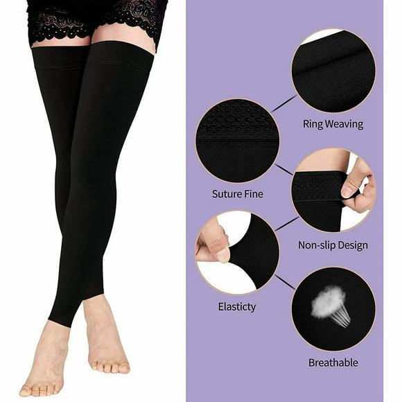 Stockings 20 30mmHg Black Thigh High Compression Stockings Footless Compression Socks For Women & Men Stockings