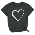 thumbnail image 1 of Bowake T-Shirt de la Saint-Valentin pour Femmes T-Shirt Mignon Imprimé Cœur Manches Courtes Col Rond Graphiques Hauts Gris Foncé, 1 of 3