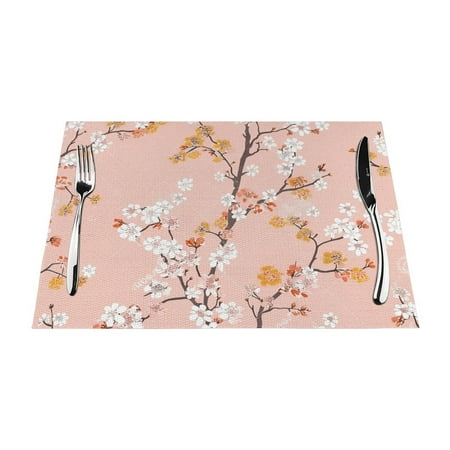 

Hand-painted designs of flowers mat heat-resistant dining table mat washable PVC table mat woven vinyl kitchen table mat indoor anti slip and anti fouling dining mat