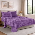 thumbnail image 3 of Lux Decor Twin 4 Piece Bed Sheet Set - Paisley Printed Microfiber Sheets, Ultra Soft, Deep Pocket, Wrinkle-Free, Breathable, OEKO-TEX Certified - Twin, Purple, 3 of 9