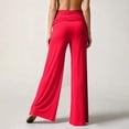 thumbnail image 5 of felwors Women's High Waisted Fold Over Flowy Wide Leg Pants | Casual Lounge Yoga Palazzo Pants for Beach & Vacation (Red, S), 5 of 8