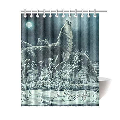Waterproof Bathroom Shower Curtain Fabric Landscape Tree Animal Print Home Decor