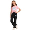 thumbnail image 4 of ZOYOEN Toddler Girls Outfits Set- Soft Cute Comfortable Shorts Sleeve T Shirts and Flare Pants Baby Summer Clothes Pink Size 4 T, 4 of 5