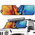 thumbnail image 2 of Psesaysky Fire&Ice Butterfly Windshield Sun Shade for Car Off-road Vehicle Auto SUV Truck Foldable Front Window Sunshade Sun Visor Protector Block UV Rays Reflect Heat, 52.95" x 16.14", 2 of 7