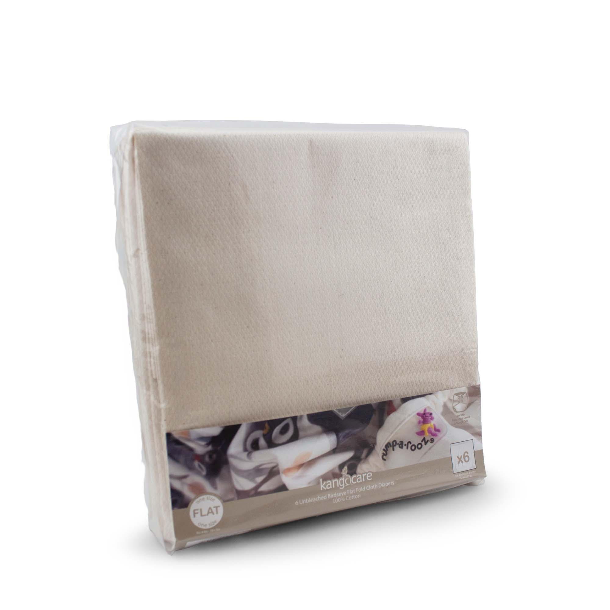 Kanga Care Reusable Unbleached 100% Birdseye Cotton Flat Fold Cloth Diapers (6pk) One Size 4-35+lbs