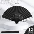 thumbnail image 2 of Ventiladores de mano JOHOUSE, papel plegable negro, 21 cm, 12 paquetes, 2 of 8