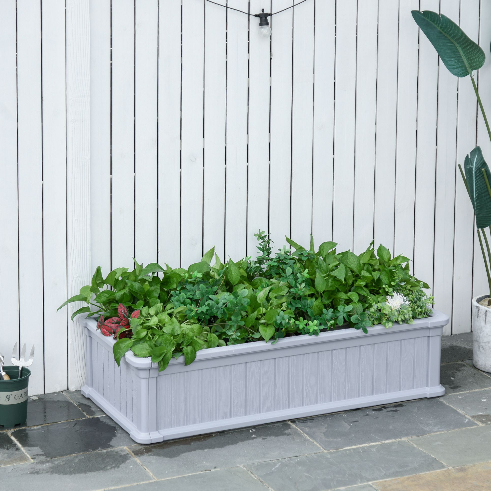 Flowers GROWNEER 4 x 3 ft Green Metal Raised Garden Bed with 1 Pair of Gloves and 15 Pcs Plant Labels Elevated Planter Box for Vegetables Herbs Fruits 