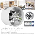 thumbnail image 3 of 220V Inline Duct Fan Booster Exhaust Blower Air Cooling Vent White - 4 Inch, 3 of 8