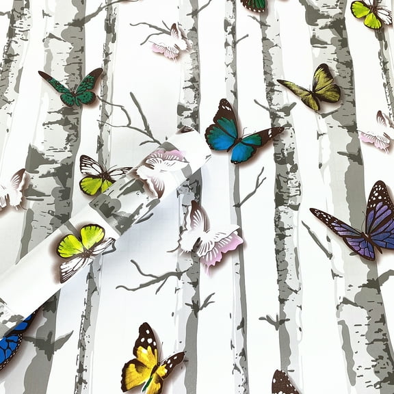17.7inch By 118inch Peel Stick Butterfly Tree Wallpaper Shelf Drawer Liner Dresser Furniture Sticker Home Decorative Sticky Back Vinyl Film