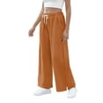 thumbnail image 6 of TEMOFON Womens Baggy Wide Leg Palazzo Pants Fall Casual Loose Drawstring Elastic Waisted Lounge Trousers with Pockets, 6 of 7
