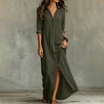 thumbnail image 6 of DeHolifer Women Casual Dresses Lapel Button Down Beach Dress Long Maxi Dress with Pockets Green S, 6 of 7