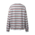 thumbnail image 5 of Yuanlong Womens T-Shirts Casual Color Blocked Striped Drop Long Sleeve Round Neck Tee Shirts Spring Streetwear Loose Top, 5 of 8