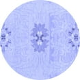 thumbnail image 1 of Ahgly Company Machine Washable Indoor Round Abstract Blue Modern Area Rugs, 3' Round, 1 of 4