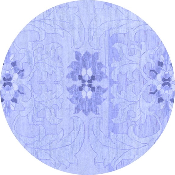 Ahgly Company Machine Washable Indoor Round Abstract Blue Modern Area Rugs, 8' Round