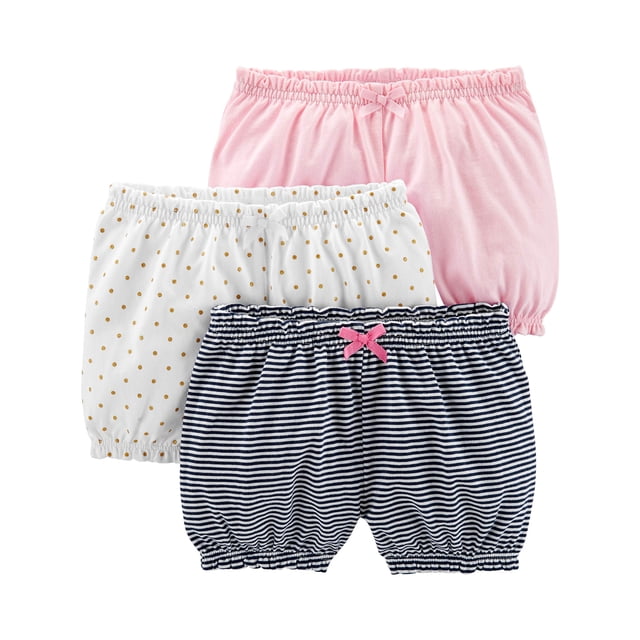 Pantalones cortos Simple Joys by Carter's Knit, paquete de 3 para niñas de 3 a 6 meses