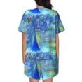 thumbnail image 3 of Picia Peacock Pajamas Sets for Women Soft Short-Sleeved Pjs with Lounge Shorts Two Piece Sleepwear-X-Large, 3 of 9