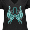 thumbnail image 4 of Inktastic Ovarian Cancer Awareness with Butterfly Ribbon Words Women's Plus Size V-Neck T-Shirt, 4 of 5