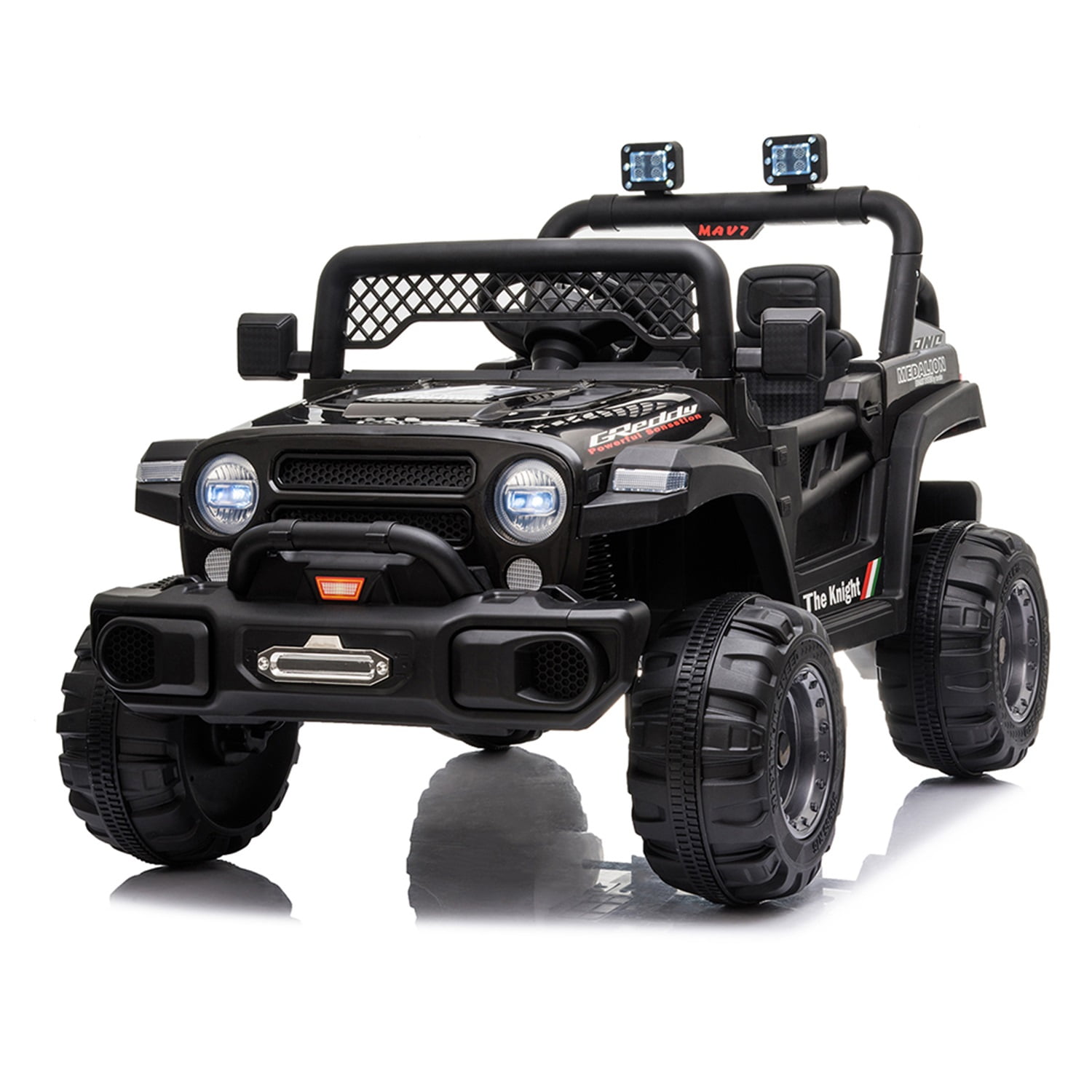 CIPACHO 12V Kids Ride On Truck Car with Parent Remote Control, Spring Suspension, LED Lights, AUX Port, Kids Electric Vehicle Toy, Black