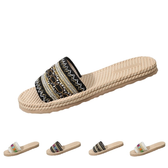 ssuyfkrb Womens Sandals Flat Summer Women Sandals Beach Womens Shoes Black 7.5