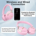 thumbnail image 4 of Bluetooth Headphones Over Ear,Hi-Fi Stereo Sound Stretchable Wireless Bluetooth 5.3 Headset Memory-Protein Earmuffs Over-Ear and On-Ear Bluetooth Headphones Noise Cancelling,Pink, 4 of 6