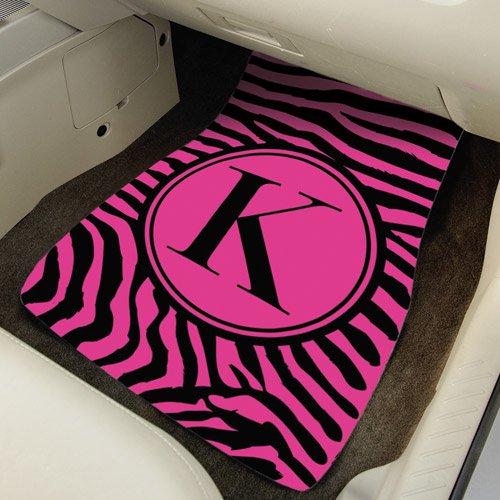 Personalized Initial Zebra Car Mats, Pink
