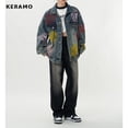 thumbnail image 2 of Chaqueta vaquera estilo retro americano grunge, informal, azul, estilo hip-hop, otoño-invierno 2023, para mujer, estilo urbano, estilo Y2K, vintage, holgada, 2 of 6