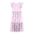 thumbnail image 4 of LOVZFMLL Robe d'Été à Manches Courtes Col Rond Couleur Unie pour Filles, 4 of 5