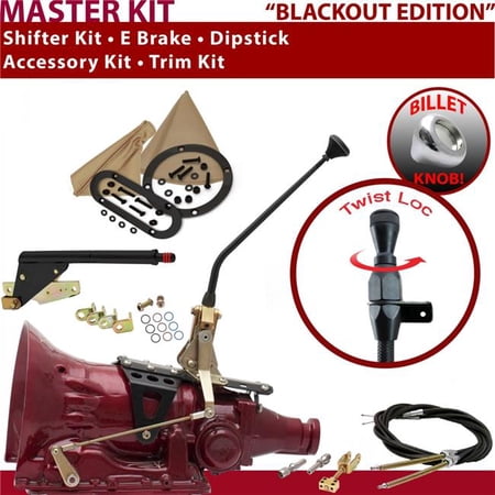 American Shifter FMX Shifter Kit Black 12 in. E Brake Cable Trim Kit Dipstick for F0A25
