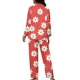 thumbnail image 2 of Suhoaziia Pajamas Women Set Athletic Long Sleeve Top & Pants Daily Wear Button-Down Spring/Fall Clothing with Pocket Print Graphic Cute Flower Loose Family Pjs Size 4XL, 2 of 6