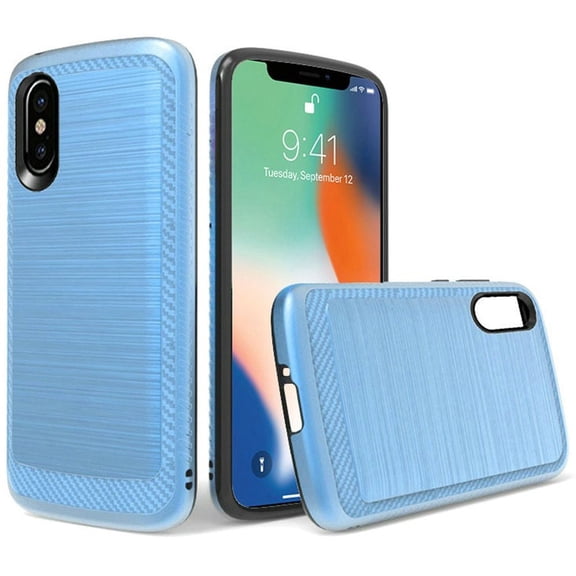 GSA Slim Brushed Metal Hybrid Case For iPhone XS Max (6.5") - Blue/Black
