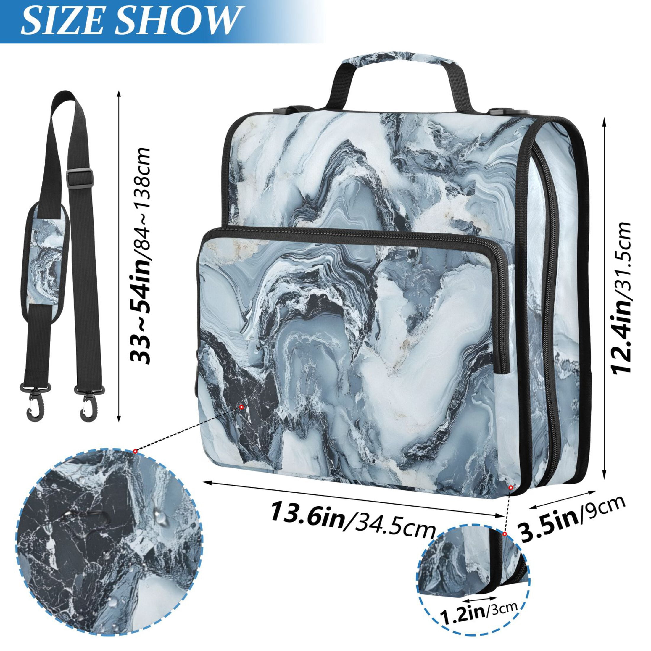 ALAZA Zipper Binder Blue Marble 3 Ring Trapper Keeper File Folder Organizer Bag