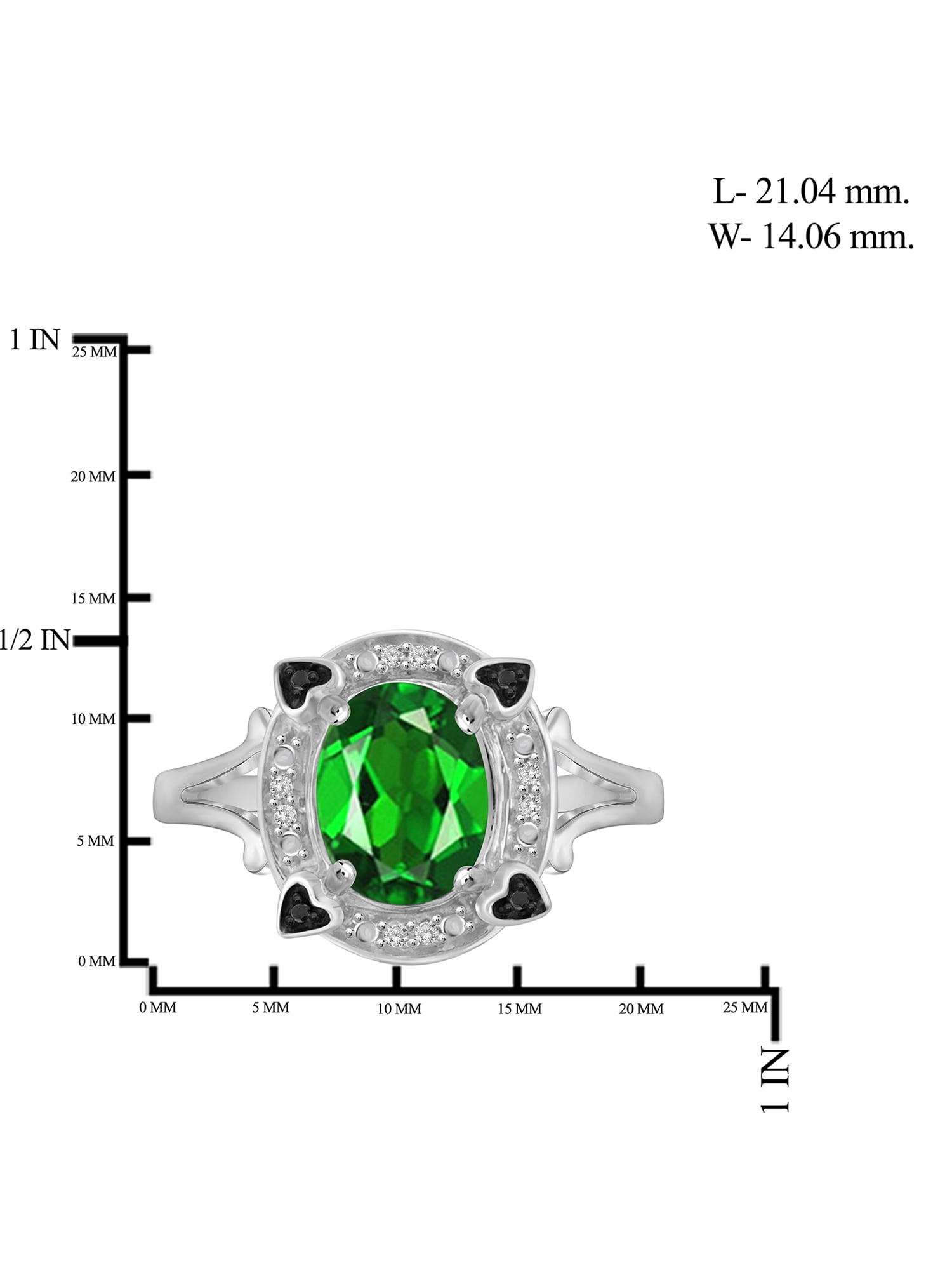 JewelersClub Ring Birthstone Jewelry – 1.50 Carat Chrome Diopside 0.925 Sterling Silver Ring Jewelry with Black & White Diamond Accent – Gemstone Rings with Hypoallergenic 0.925 Sterling Silver