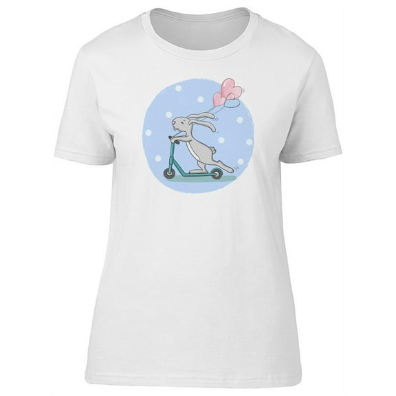 Rabbit On Scooter With Balloons T-Shirt Women -Image by Shutterstock, Female x-Large