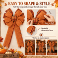 thumbnail image 4 of Halloween Pumpkin Wreath Bow, Faux Ribbon Ornament, Thanksgiving Fall Door Decor, Large Velvet Bow for Wreath & Tree, Rustic Harvest Decoration Accent​, C, 4 of 7