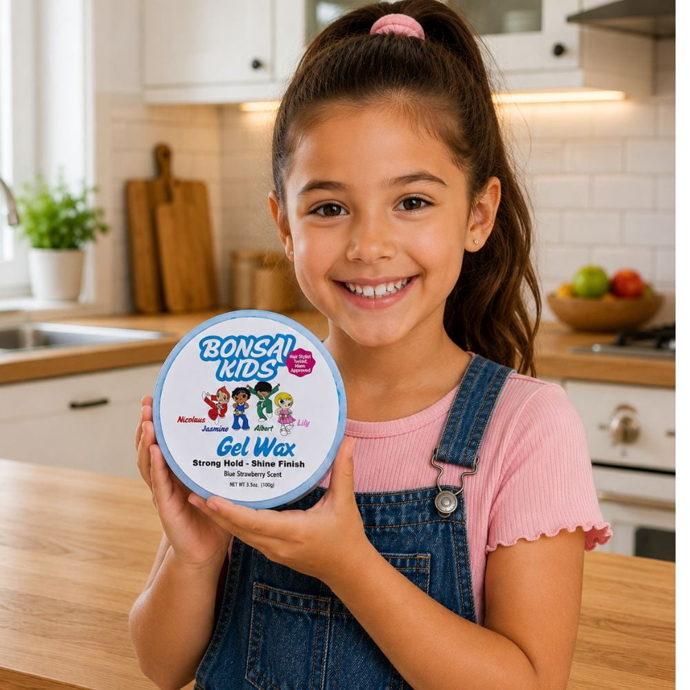 Bonsai Kids & Toddlers Hair Gel Wax, 3.5 oz, Blue Strawberry scent