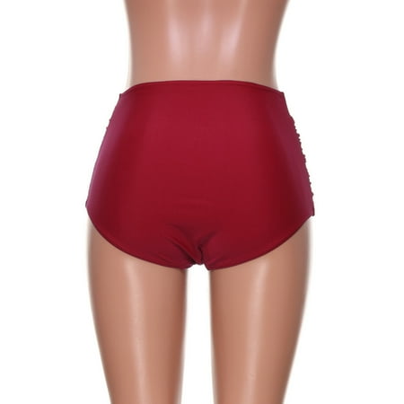 Wiueurtly Swim Bottoms for Women High Waisted Bottom Ruched Bikini Tankini Swimsuit Briefs RD/L Swim Shorts Red