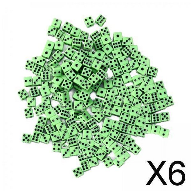 6x 100 Piezas de Dados de con Puntos Negros Estándar de Seis 8 Mm Juguetes Libre para La Naturaleza Enseñanza Matemáticas , Verde 6 piezas
