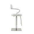 thumbnail image 4 of Whiteline Modern Living Zuri Barstool White adjustable height with armrests and square stainless steel base., 4 of 10