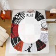 thumbnail image 4 of Manfei Boys Sport Fitted Sheet, Basketball Checkered Queen Bedding, Black Red 04 3pcs, 1 Fitted Sheet and 2 Pillowcases, 4 of 6