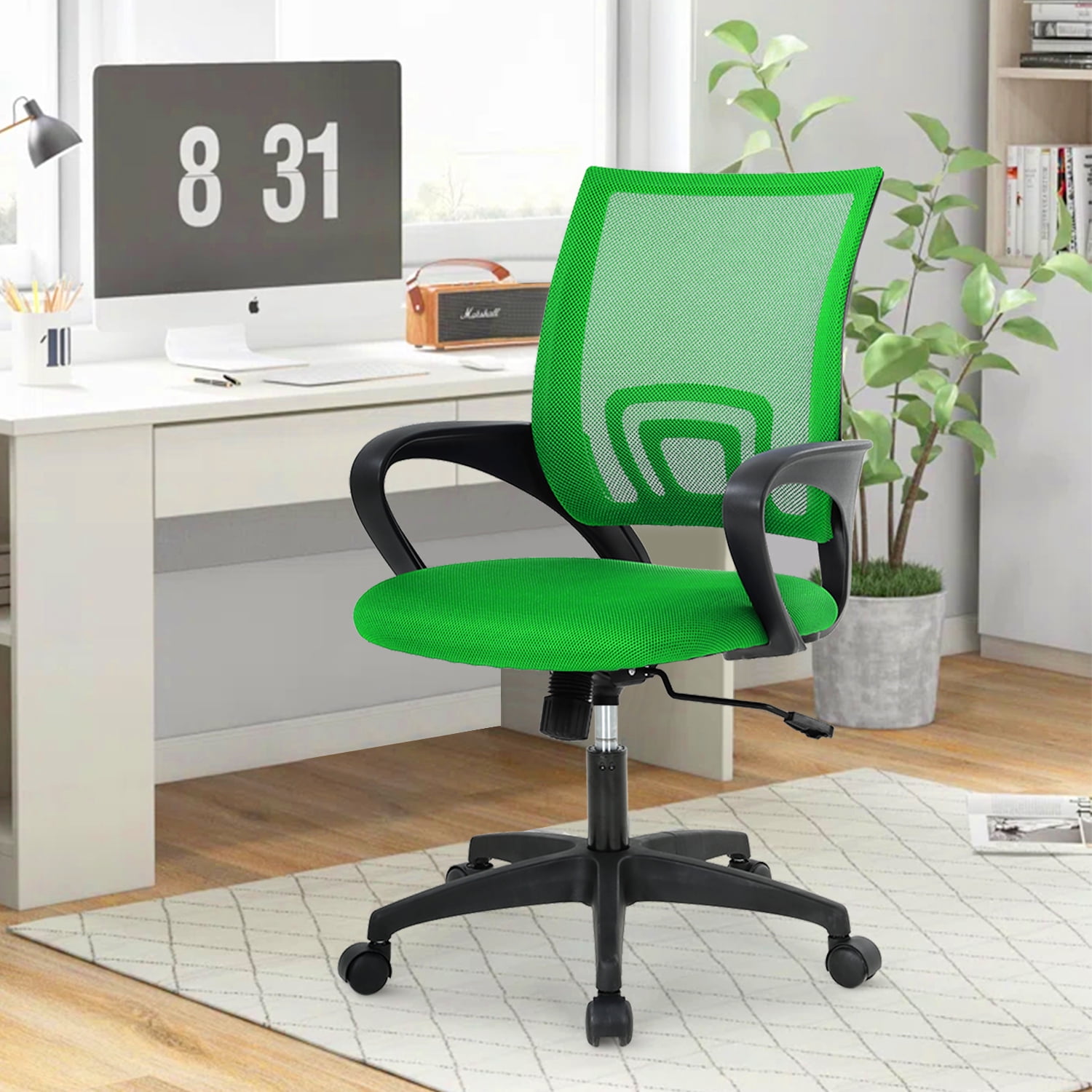 NiamVelo Mesh Office Chair, Mid-Back Home Office Chair Adjustable Ergonomic Desk Chair with Armrest, Rolling Swivel Chair for Adults, Green