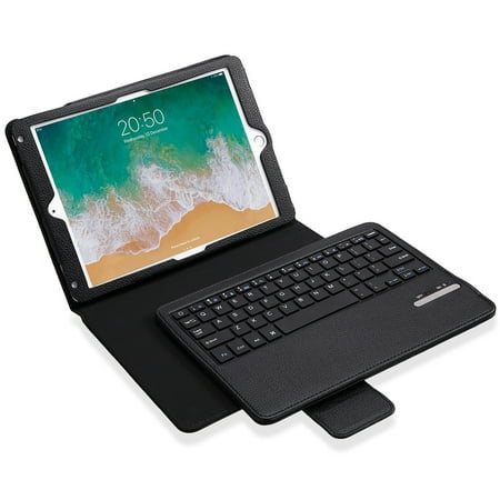Poweradd PU Leather Case Cover With Removable Wireless Bluetooth Keyboard for iPad Air /iPad Air 2 /iPad Pro (Best Keyboard For Ipad Pro 9.7)