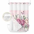 thumbnail image 2 of Watercolor Pink Floral No Hook Shower Curtain Waterproof,Bathroom Curtains with Snap in Liners and See Through Top Window,Spring Romantic Roses Butterfly Hotel Style Bathtub Curtains Shower 60"Wx72"L, 2 of 8