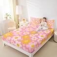 thumbnail image 5 of Feelyou Dreamy Pink Floral Twin Sheet Sets, Kawaii Cartoon Twin Fitted Sheet, Cherry Blossoms Flower Flat Sheet, Lightweight Room Decor, 3 Pieces, 5 of 8