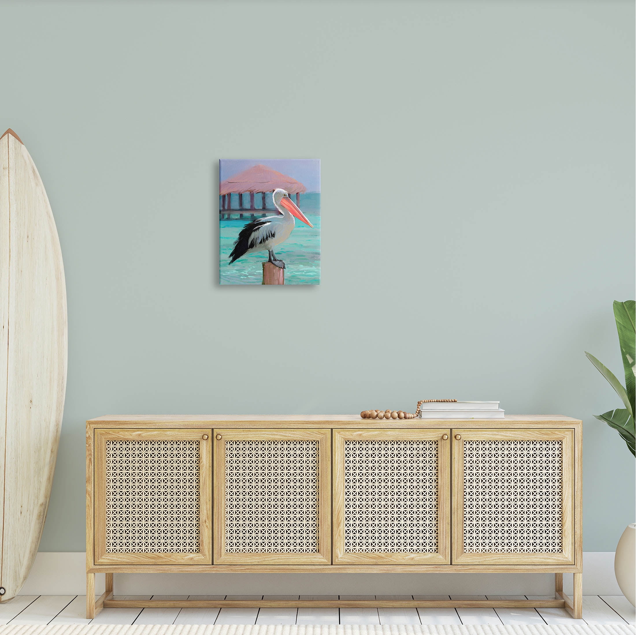 Stupell Industries Tropical Perched Pelican Painting Gallery Wrapped Canvas Print Wall Art, Design by Ziwei Li