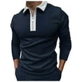 thumbnail image 4 of Gubotare Mens Polo Shirts Long Sleeve for Winter Men's Polo Shirts Sport Men's Polo Shirt Men's Performance Polo Shirt (Dark Blue,L), 4 of 5