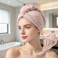 thumbnail image 4 of Toalla de microfibra de rápida absorción para secar el cabello – Turbante supersuave para mujer con cierre de botón seguro, 4 of 6