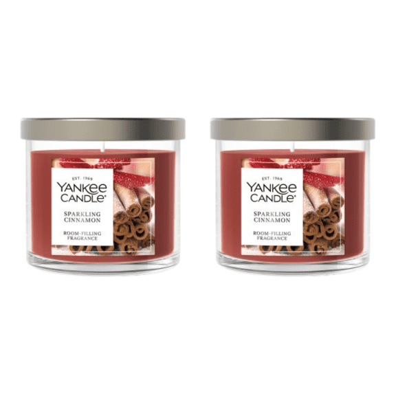 Yankee Candle Small Tumbler Scented Single Wick Jar Candle, Sparkling Cinnamon, 4.3 oz (Pack of 2)