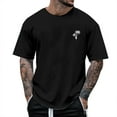 thumbnail image 1 of TSADFHJI Hauts pour Hommes Manches Courtes Automne T-Shirt Décontracté à Manches Courtes avec Col Rond et Manches Courtes G Noir, 1 of 3